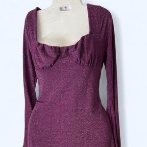 SHEIN Shimmering Purple Long Sleeve Dress L
